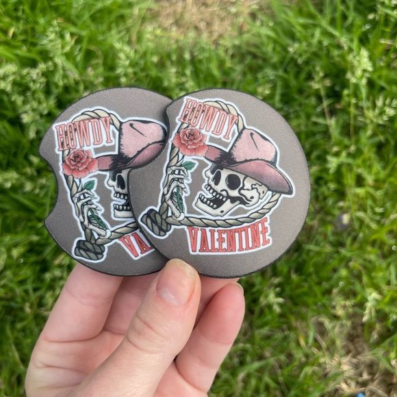 Howdy Valentine Car Coaster Set | Car Accessories | Valentine’s Day - Picture 8 of 12